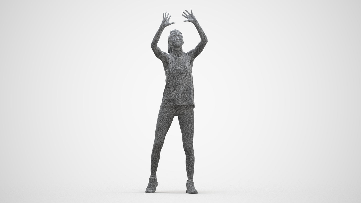 scanned 3D woman sport, photogrammetry people for Enscape and V-Ray, three-quarter front view render