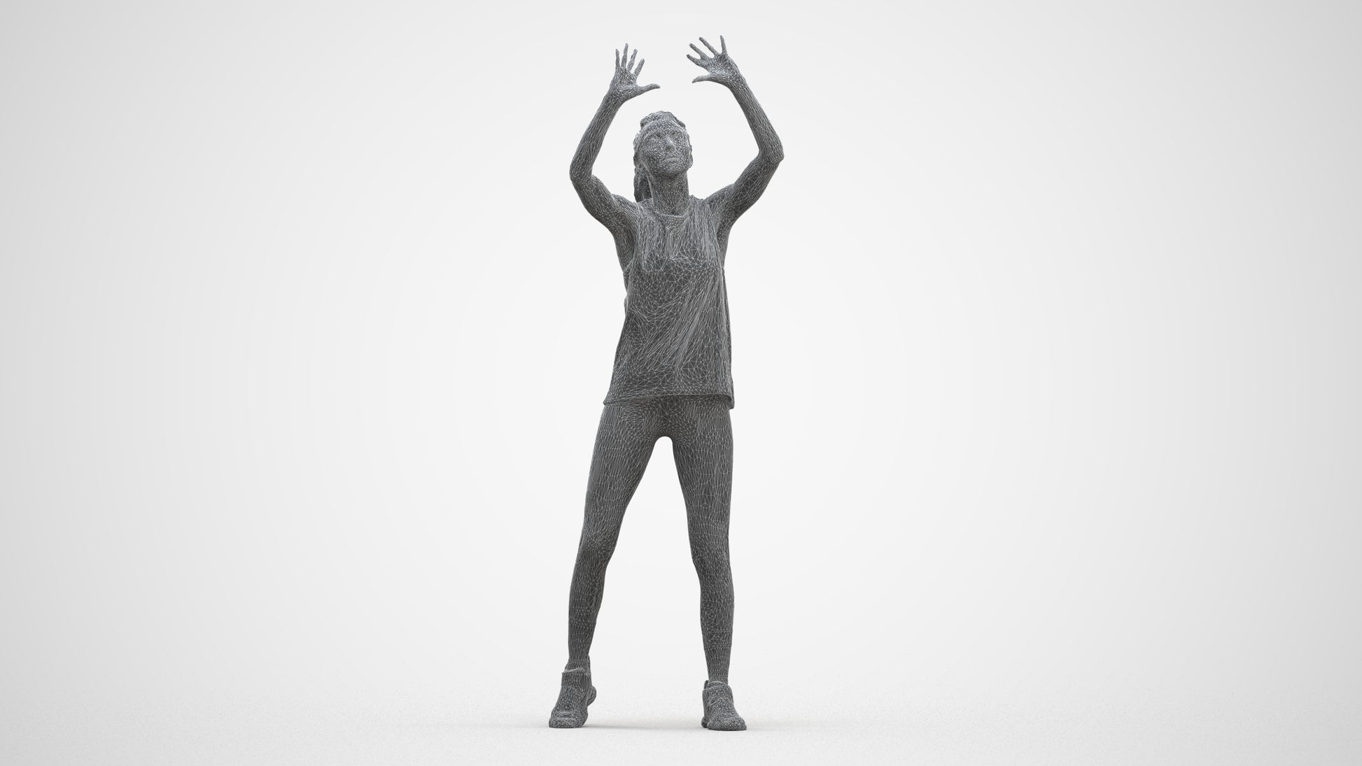 scanned 3D woman sport, photogrammetry people for Enscape and V-Ray, three-quarter front view render