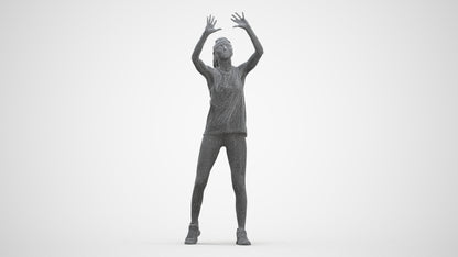 scanned 3D woman sport, photogrammetry people for Enscape and V-Ray, three-quarter front view render