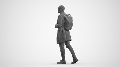 3D people model man casual walking, scanned human for 3ds Max rendering, wireframe front view
