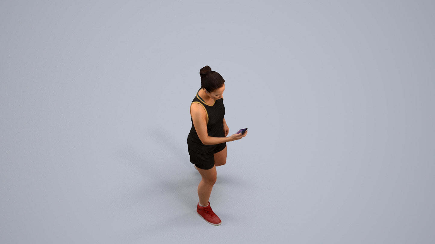 scanned 3D woman sport, photogrammetry people for Enscape and V-Ray, back view render