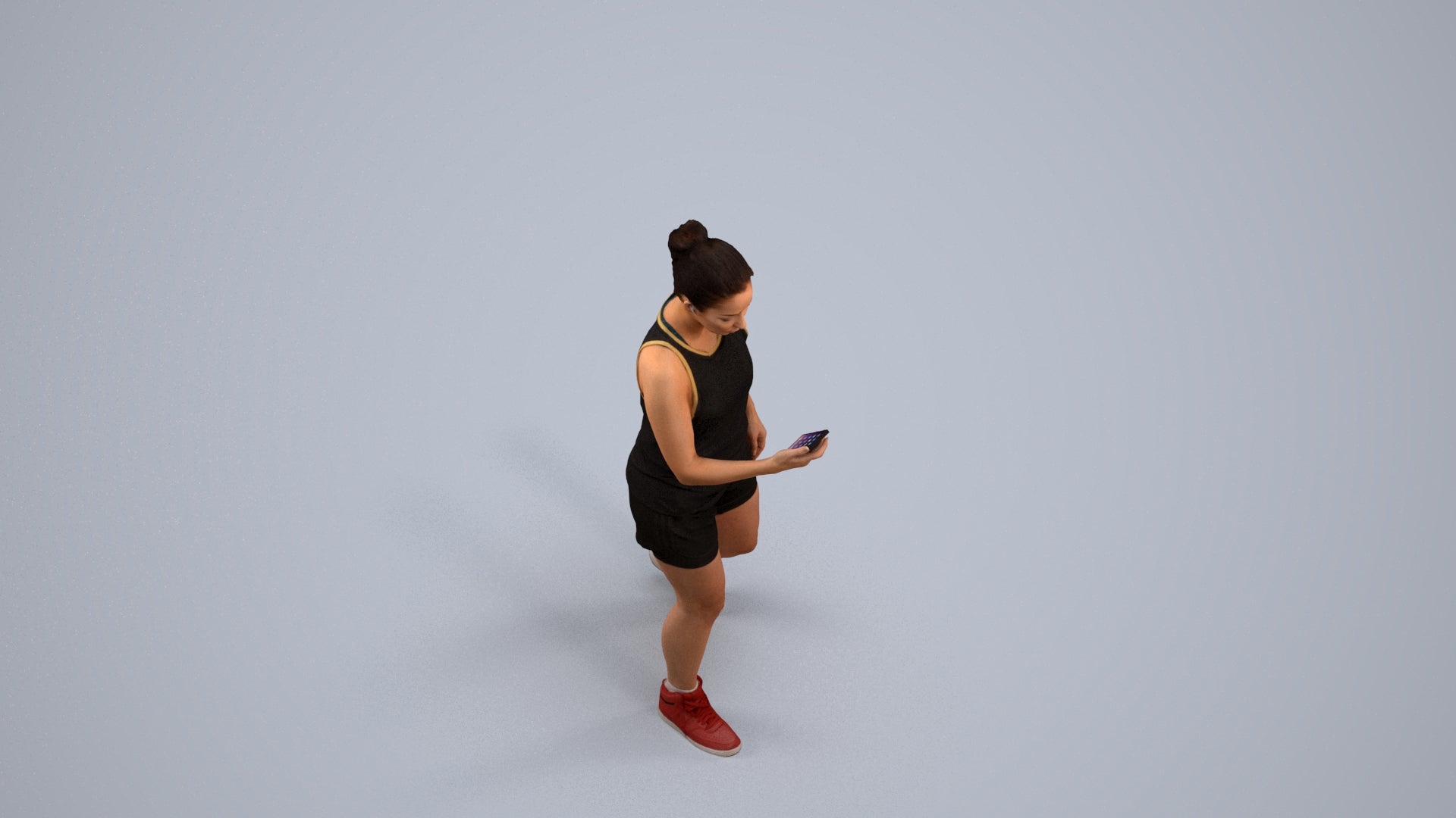 scanned 3D woman sport, photogrammetry people for Enscape and V-Ray, back view render
