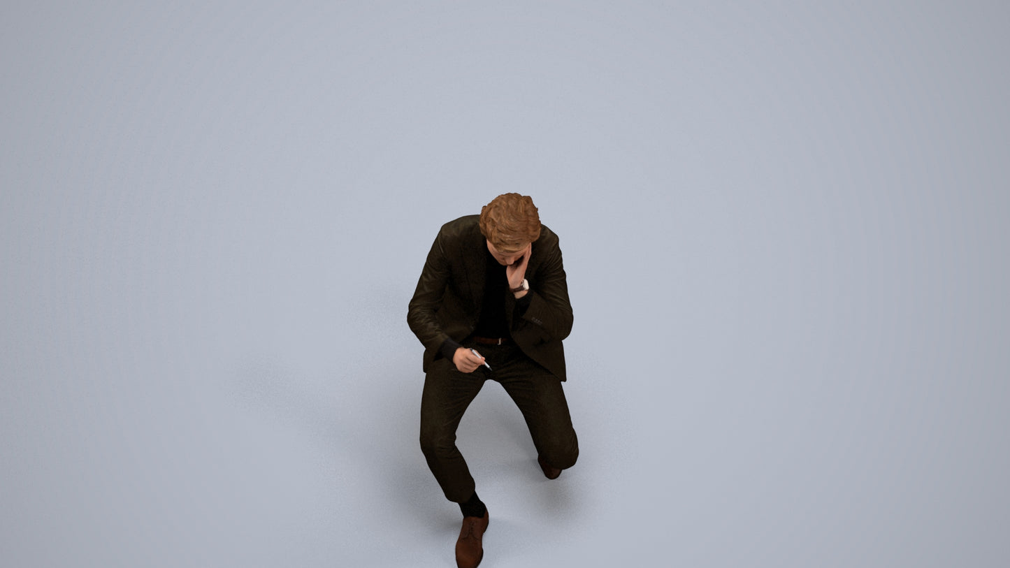 realistic 3D people man business, render-ready for V-Ray and Corona, FBX OBJ, back view render
