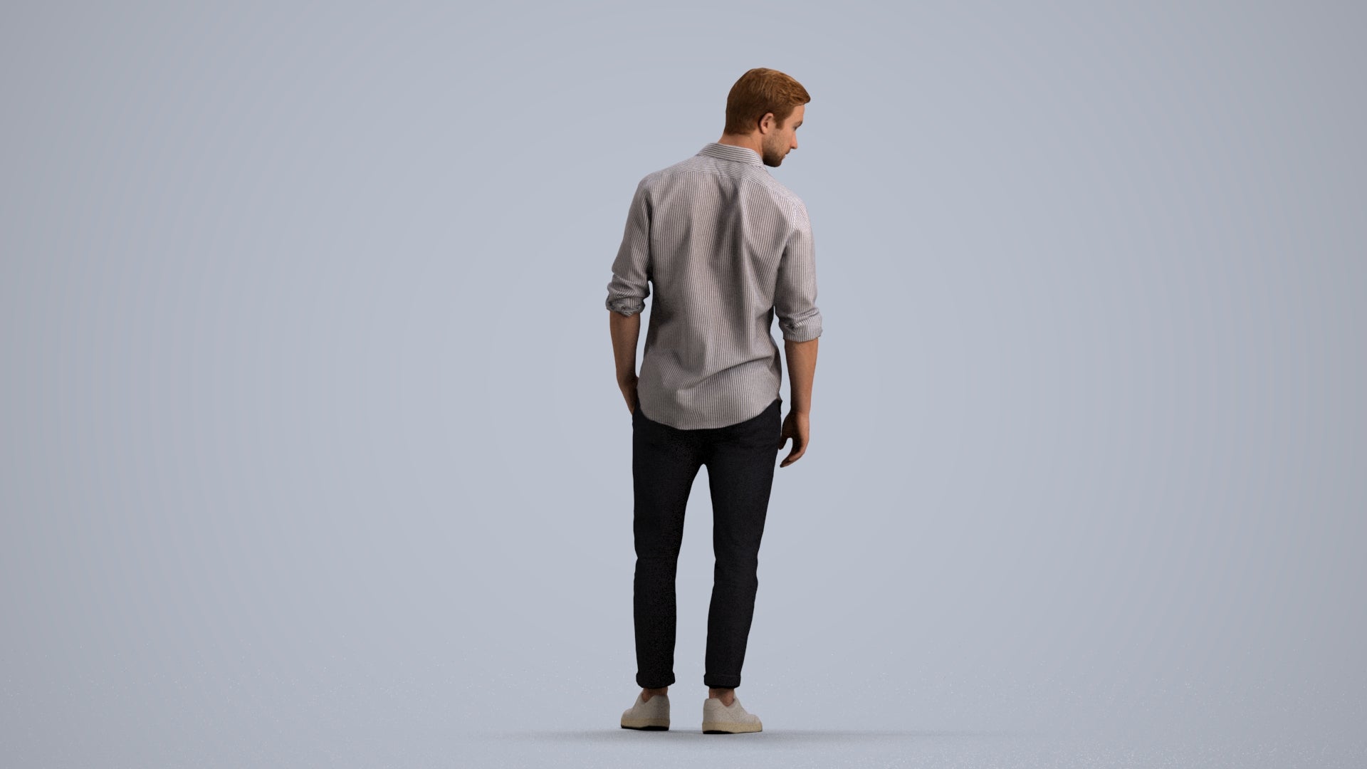realistic 3D people man casual standing, render-ready for V-Ray and Corona, FBX OBJ, front view render
