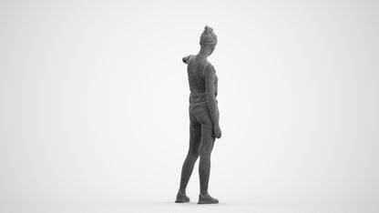 scanned 3D girl sport, photogrammetry people for Enscape and V-Ray, wireframe front view