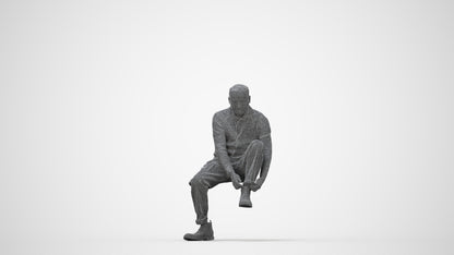 3D scanned woman sitting casual, photorealistic archviz people for Enscape and SketchUp, wireframe back view