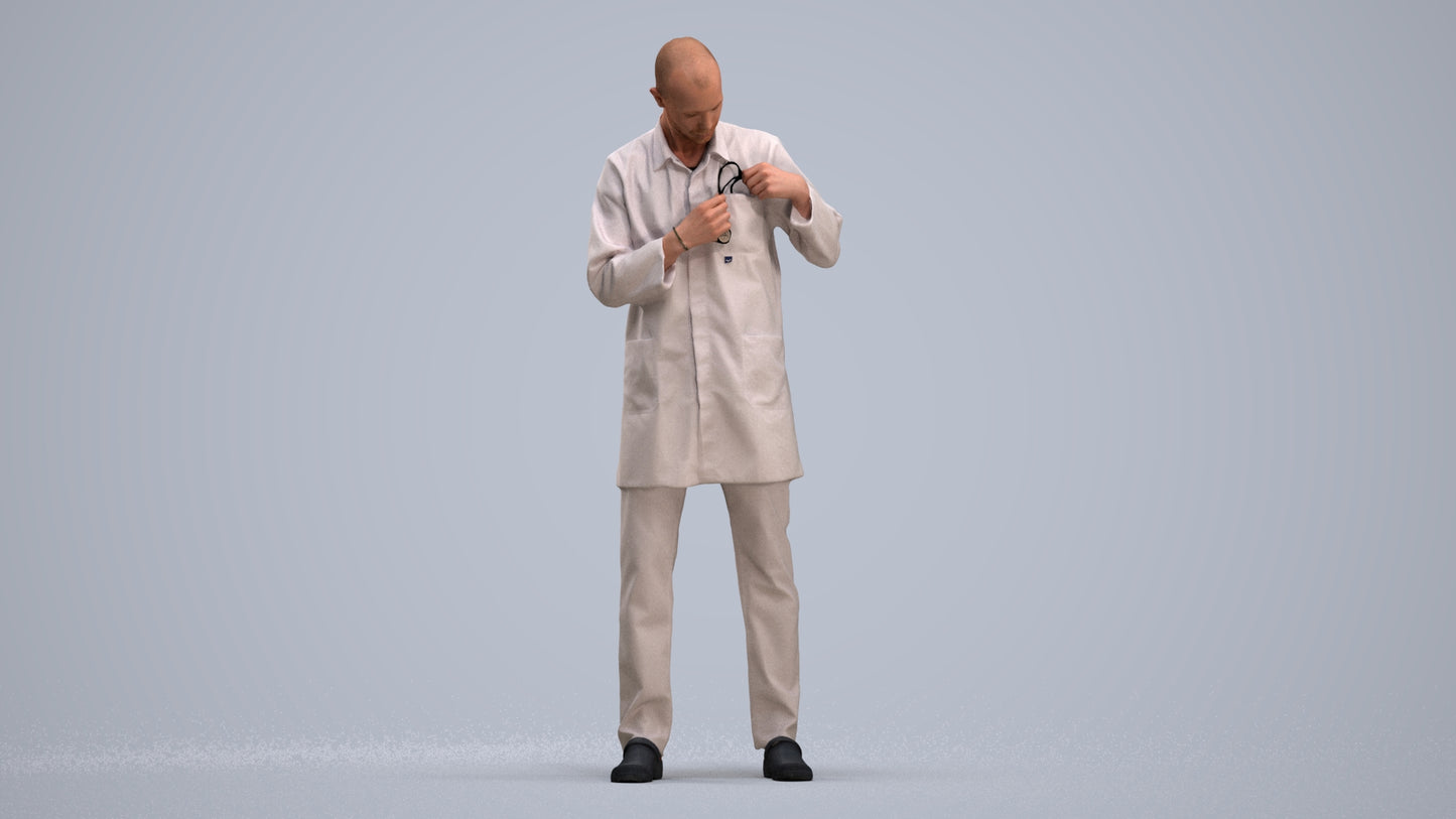 scanned 3D man medical, photogrammetry people for Enscape and V-Ray, standing pose render