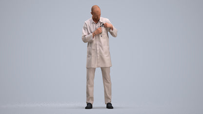 scanned 3D man medical, photogrammetry people for Enscape and V-Ray, standing pose render