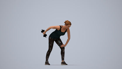 3D people model woman sport, scanned human for 3ds Max rendering, top-down view render