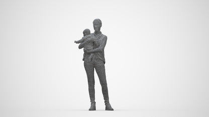 realistic 3D people woman casual kids, render-ready for V-Ray and Corona, FBX OBJ, wireframe back view