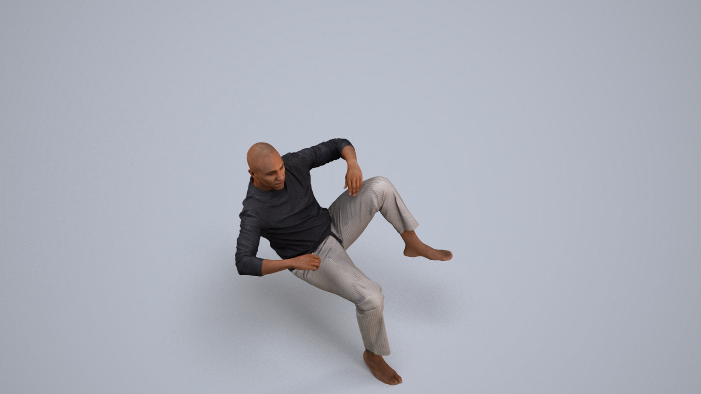 3D people model man casual bathroom, scanned human for 3ds Max rendering, back view render