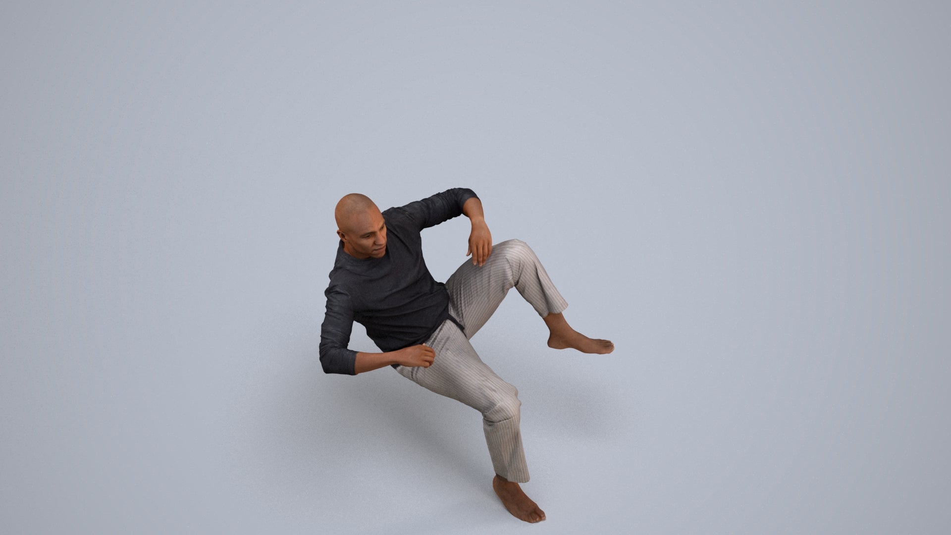 3D people model man casual bathroom, scanned human for 3ds Max rendering, back view render