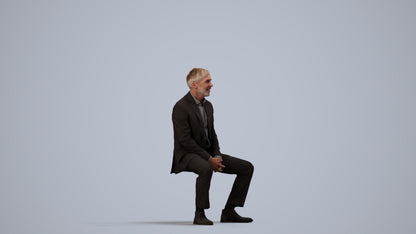 realistic 3D human man business, archviz people FBX OBJ for Blender, side view render