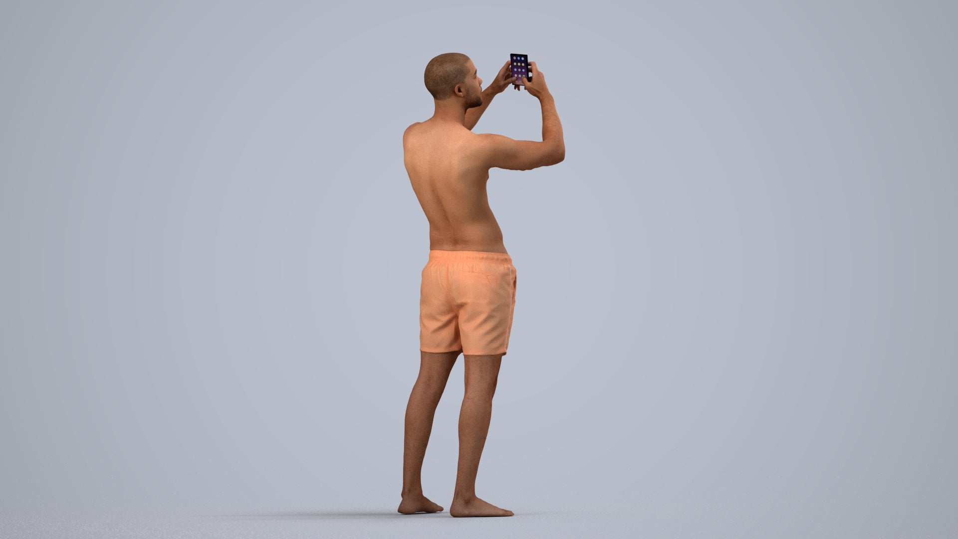 scanned 3D man pool, photogrammetry people for Enscape and V-Ray, side view render