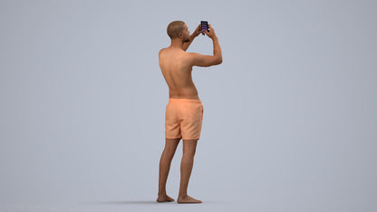 scanned 3D man pool, photogrammetry people for Enscape and V-Ray, side view render