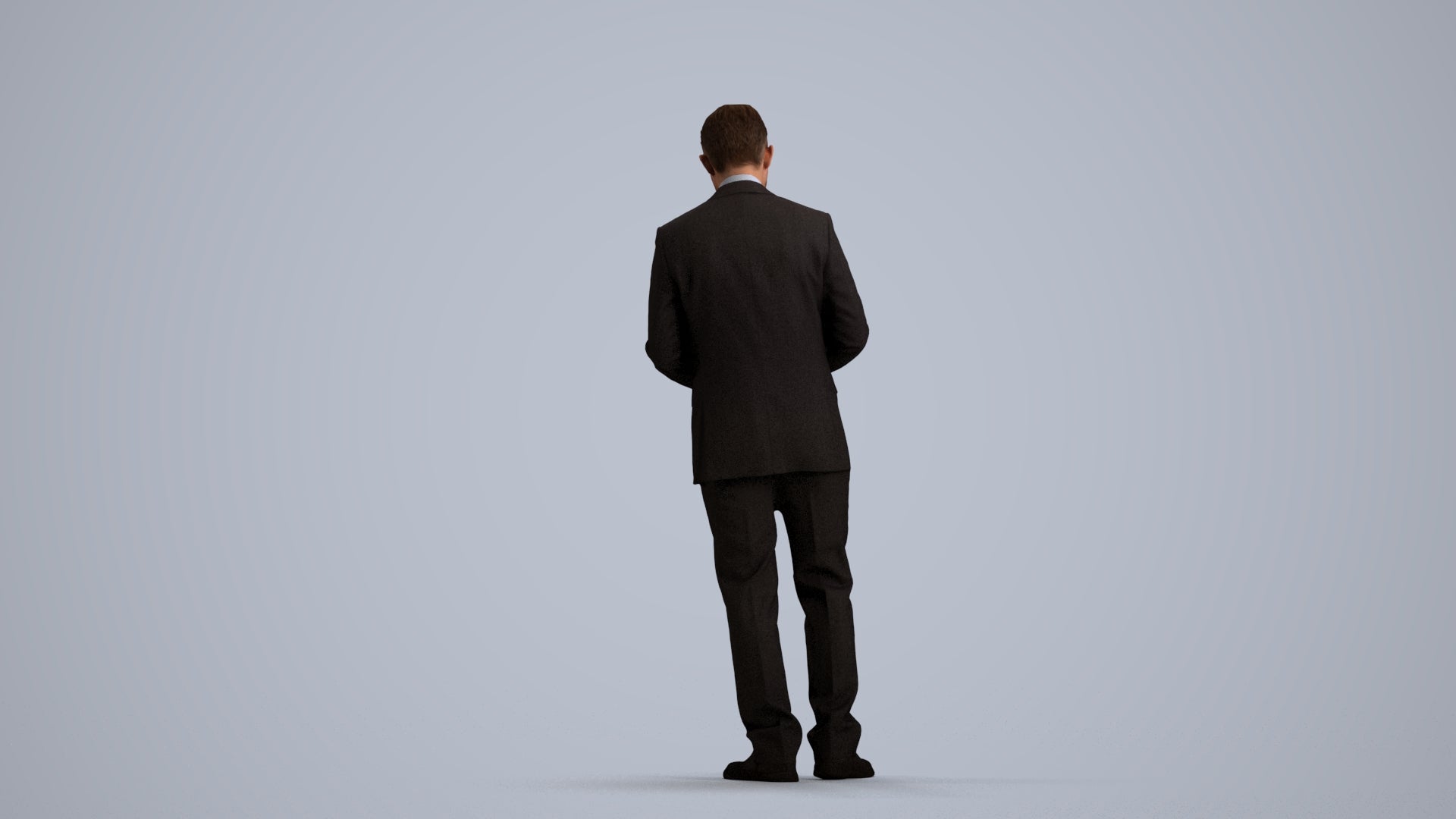 3D people model man business, scanned human for 3ds Max rendering, front view render
