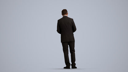 3D people model man business, scanned human for 3ds Max rendering, front view render
