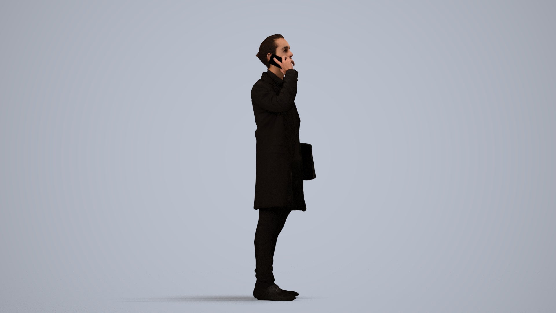 realistic 3D people man business standing, render-ready for V-Ray and Corona, FBX OBJ, side view render