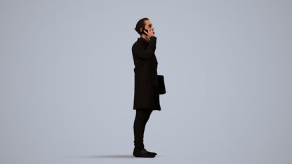 realistic 3D people man business standing, render-ready for V-Ray and Corona, FBX OBJ, side view render