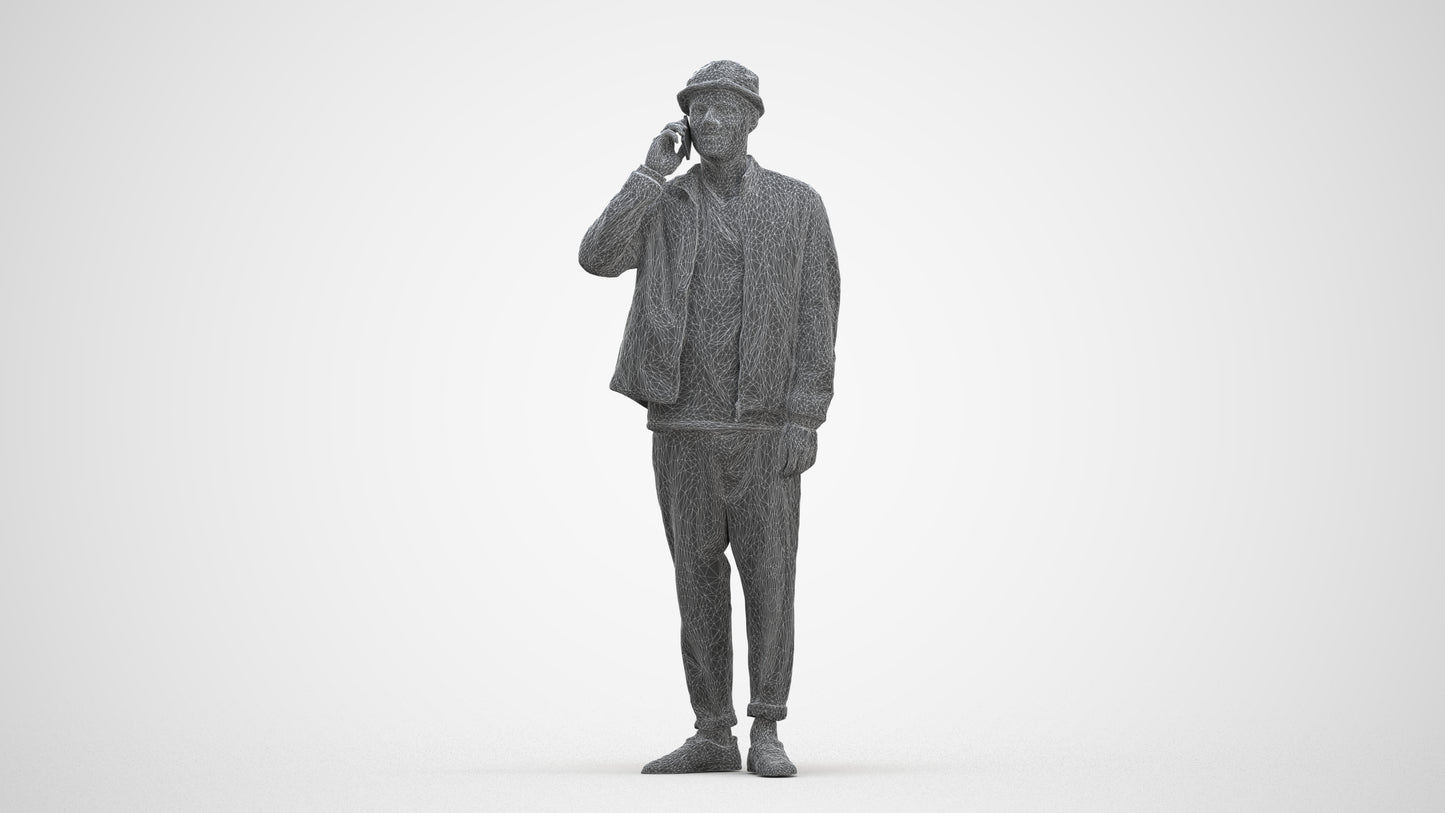 realistic 3D people man casual standing, render-ready for V-Ray and Corona, FBX OBJ, three-quarter front view render