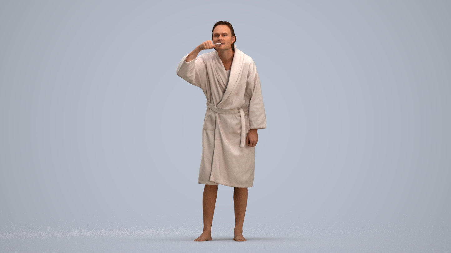 photogrammetry 3D man casual bathroom, realistic human model archviz FBX, standing pose render