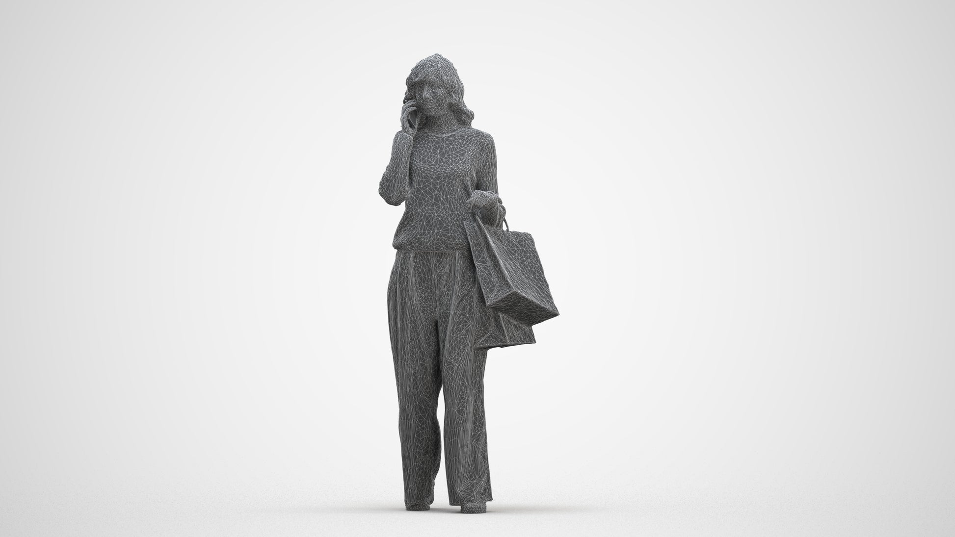 realistic 3D people woman casual walking, render-ready for V-Ray and Corona, FBX OBJ, three-quarter front view render