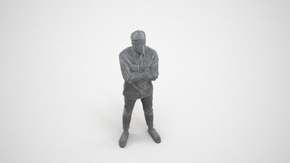 3D people model man casual standing, scanned human for 3ds Max rendering, wireframe three-quarter view