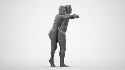 3D scanned man pool, photorealistic archviz people for Enscape and SketchUp, wireframe side view