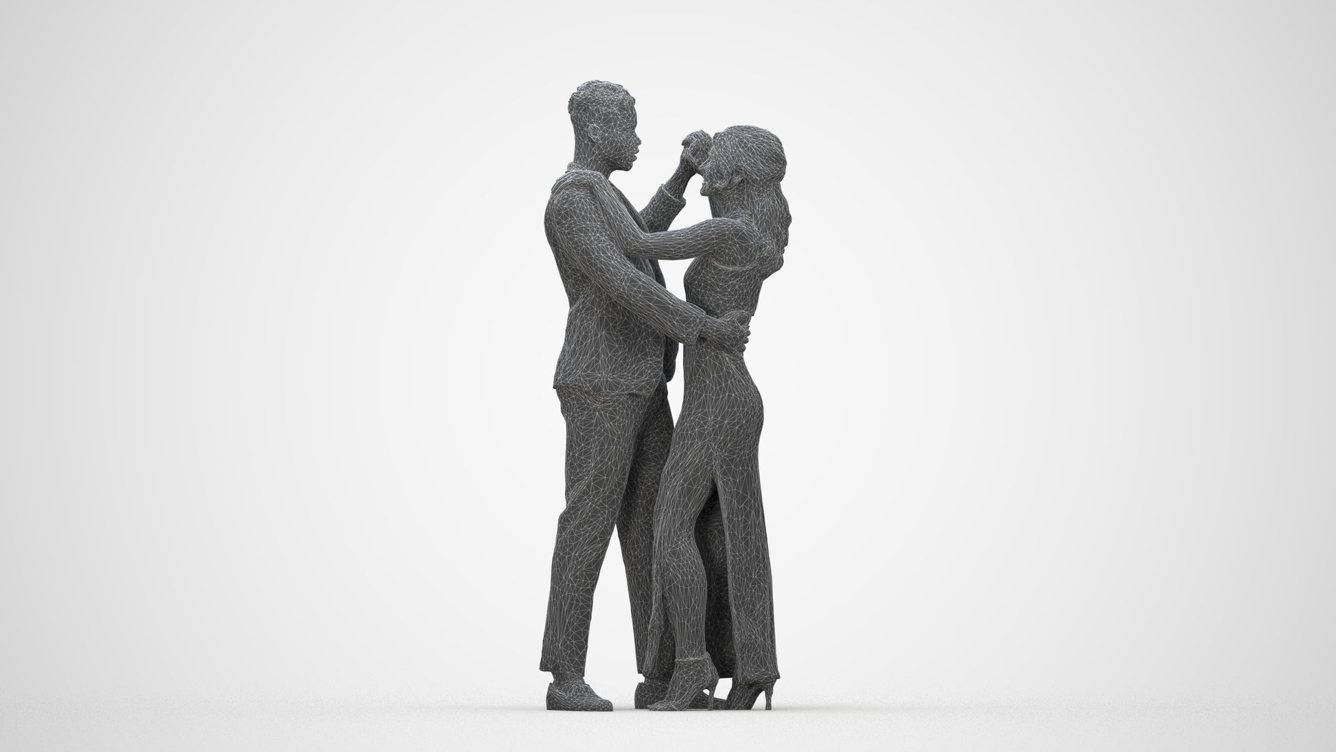 realistic 3D human woman formal kids, archviz people FBX OBJ for Blender, wireframe back view