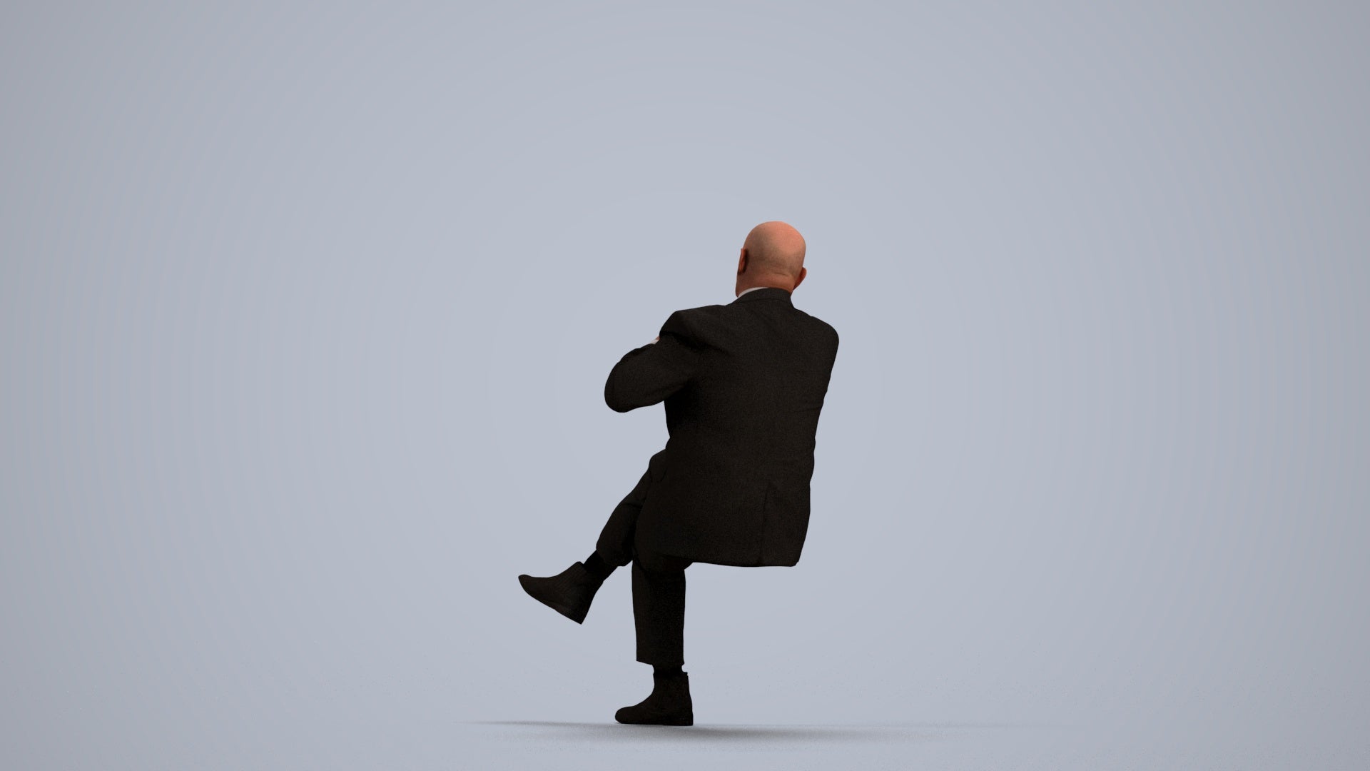 realistic 3D human senior man business mix, archviz people FBX OBJ for Blender, front view render