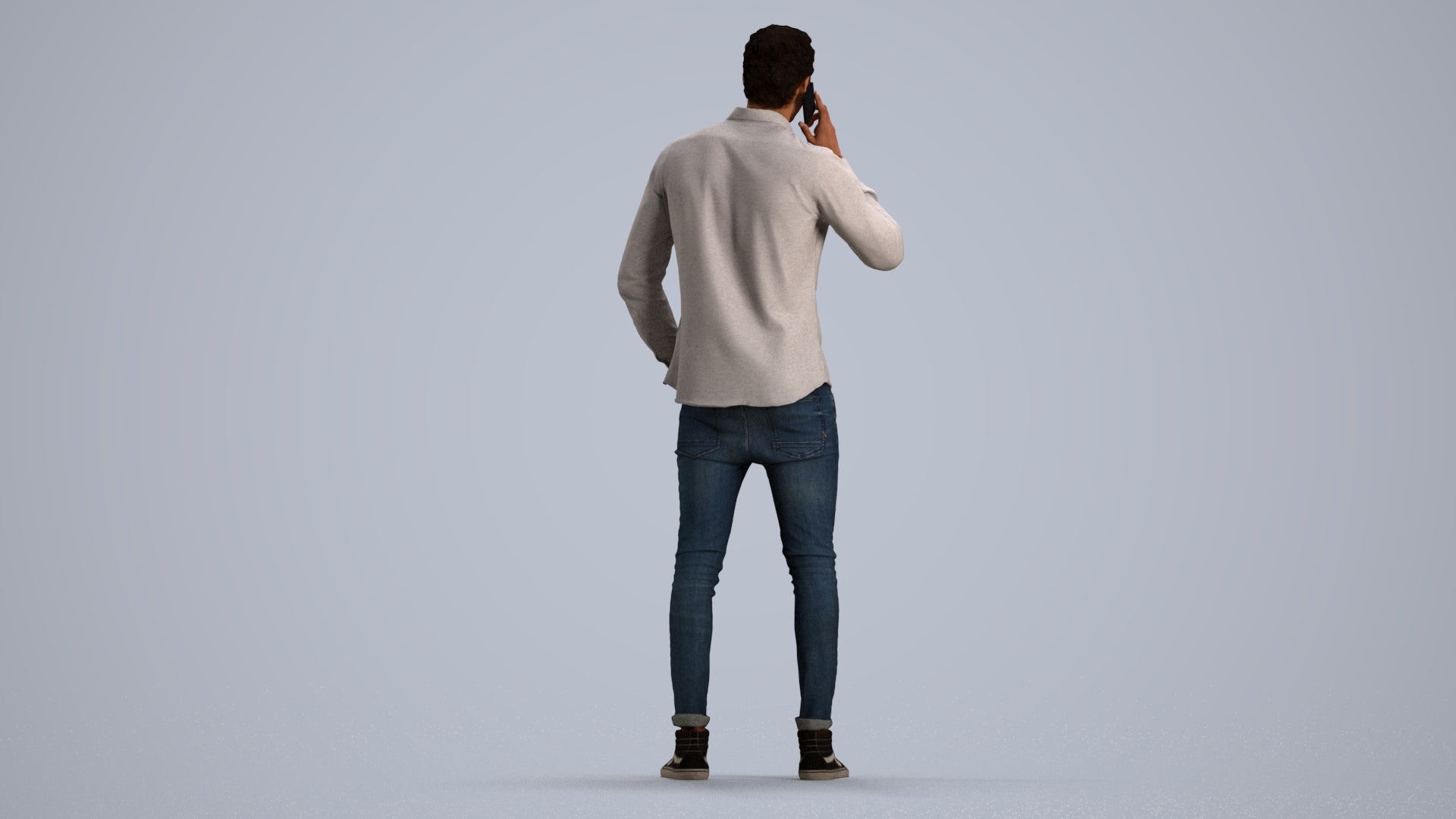 scanned 3D man casual standing, photogrammetry people for Enscape and V-Ray, front view render