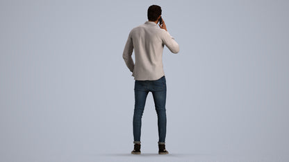 scanned 3D man casual standing, photogrammetry people for Enscape and V-Ray, front view render