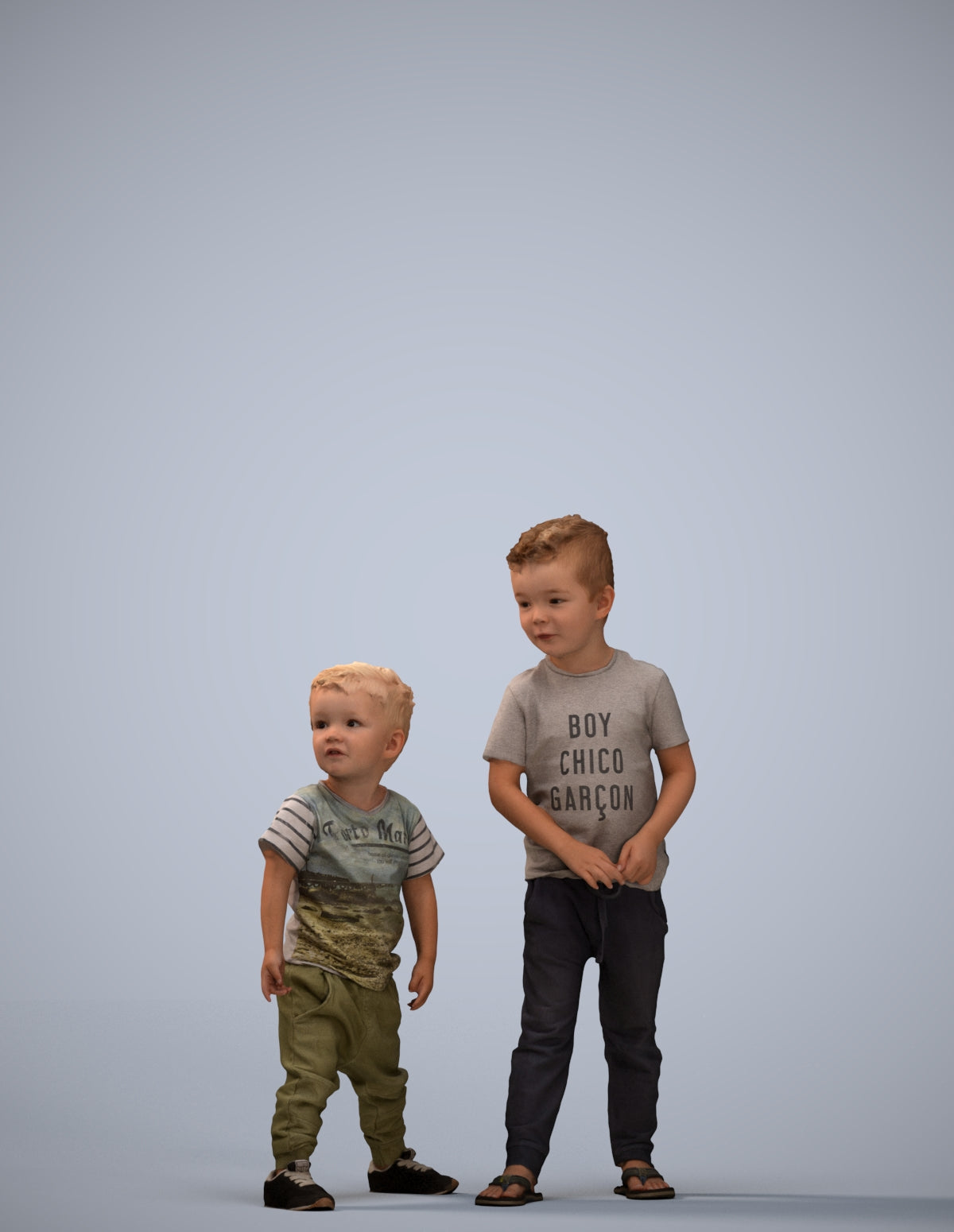realistic 3D human boy casual kids, archviz people FBX OBJ for Blender
