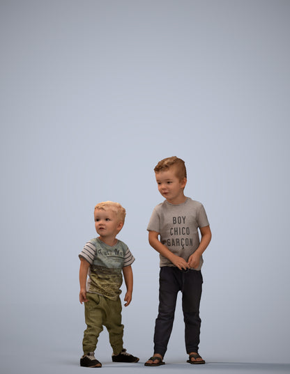 realistic 3D human boy casual kids, archviz people FBX OBJ for Blender