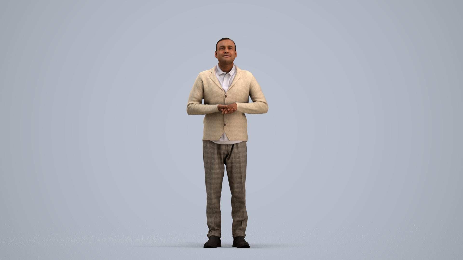 3D scanned man standing business, photorealistic archviz people for Enscape and SketchUp, standing pose render