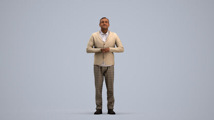 3D scanned man standing business, photorealistic archviz people for Enscape and SketchUp, standing pose render