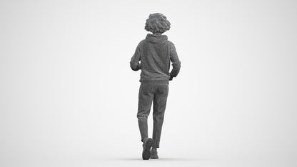 3D human model man sport, photogrammetry scanned person for archviz, wireframe front view