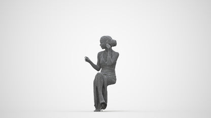 3D human model woman formal formalaffairs, photogrammetry scanned person for archviz, wireframe back view