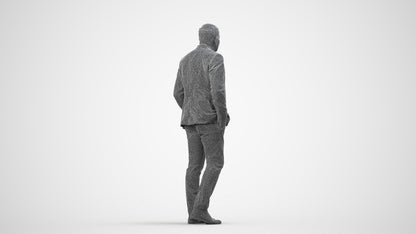 scanned 3D man business walking, photogrammetry people for Enscape and V-Ray, wireframe side view