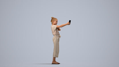 3D people model girl kids, scanned human for 3ds Max rendering, side view render