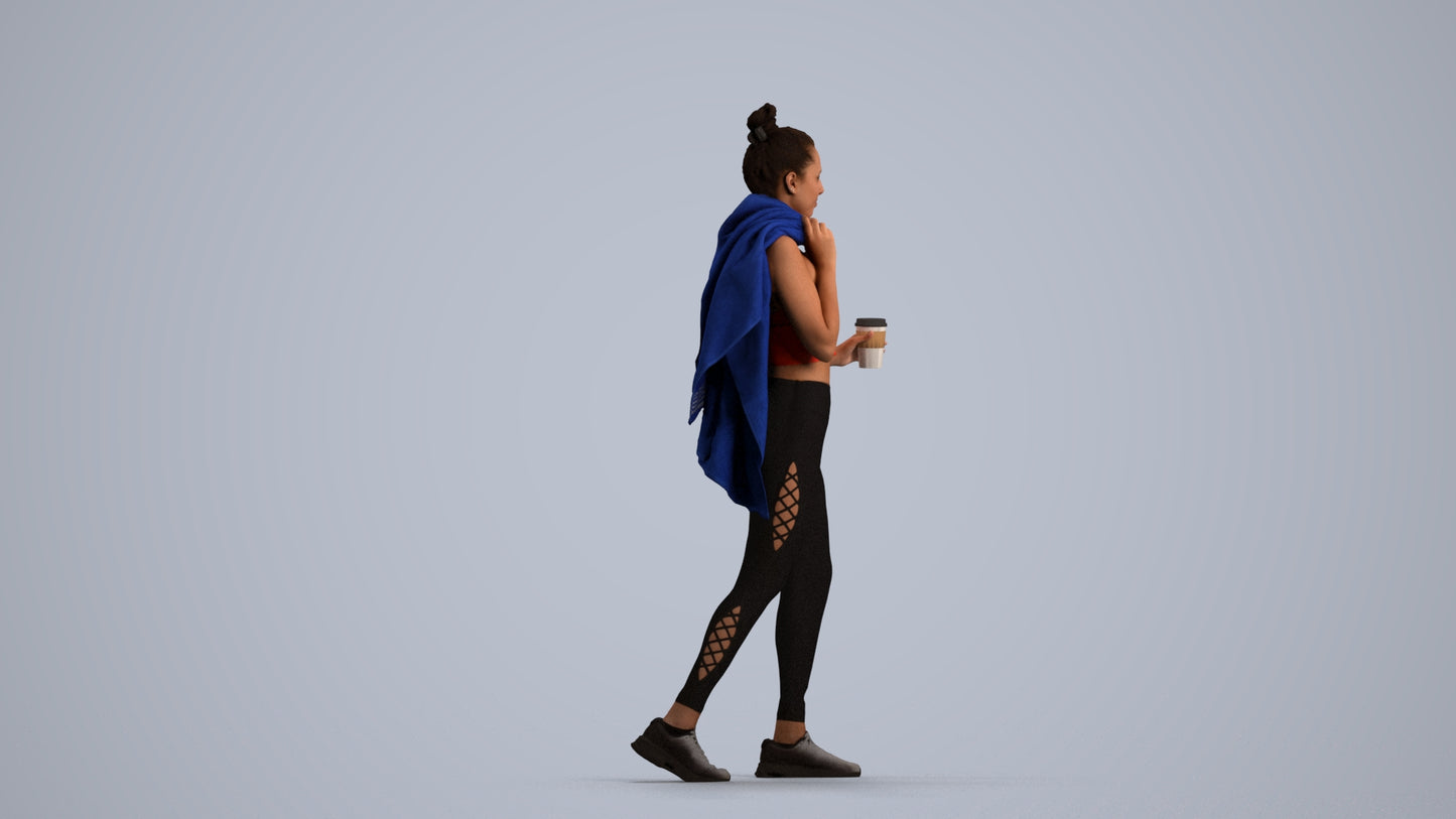 scanned 3D woman sport, photogrammetry people for Enscape and V-Ray, front view render