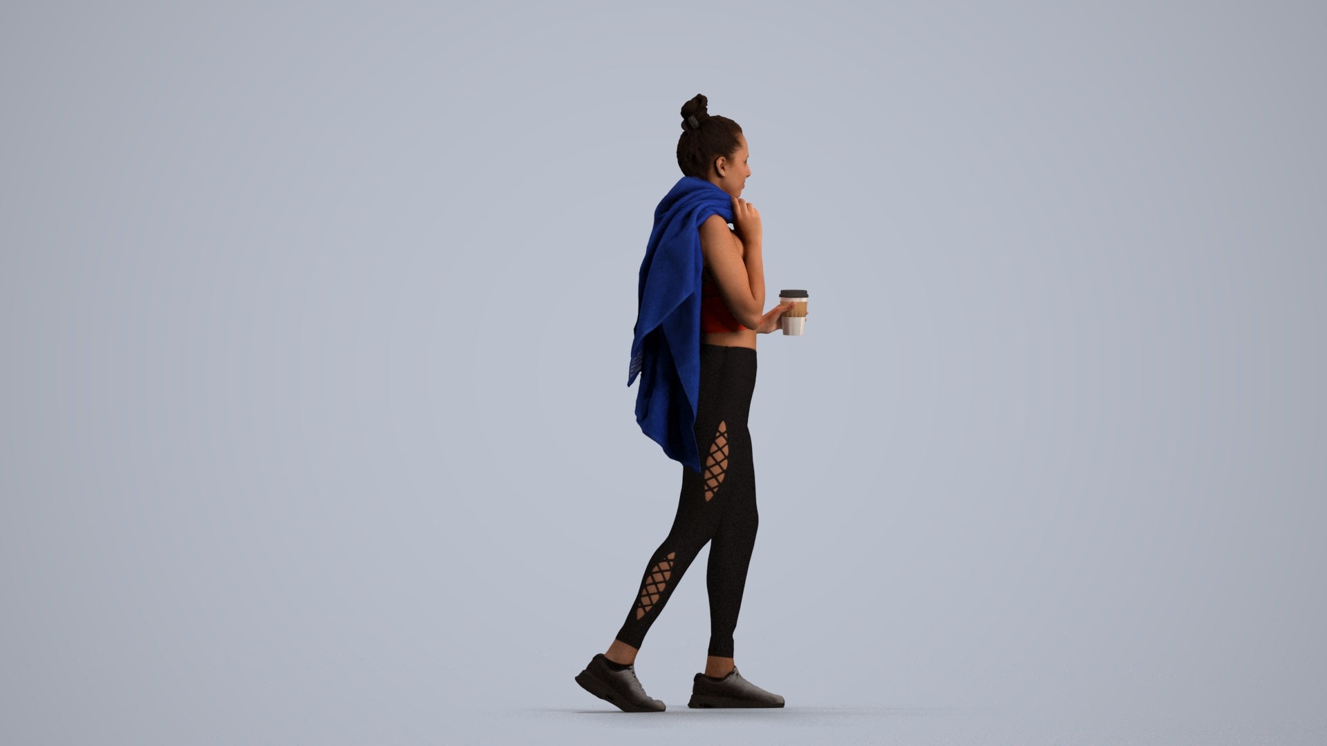 scanned 3D woman sport, photogrammetry people for Enscape and V-Ray, front view render