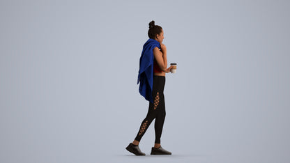 scanned 3D woman sport, photogrammetry people for Enscape and V-Ray, front view render