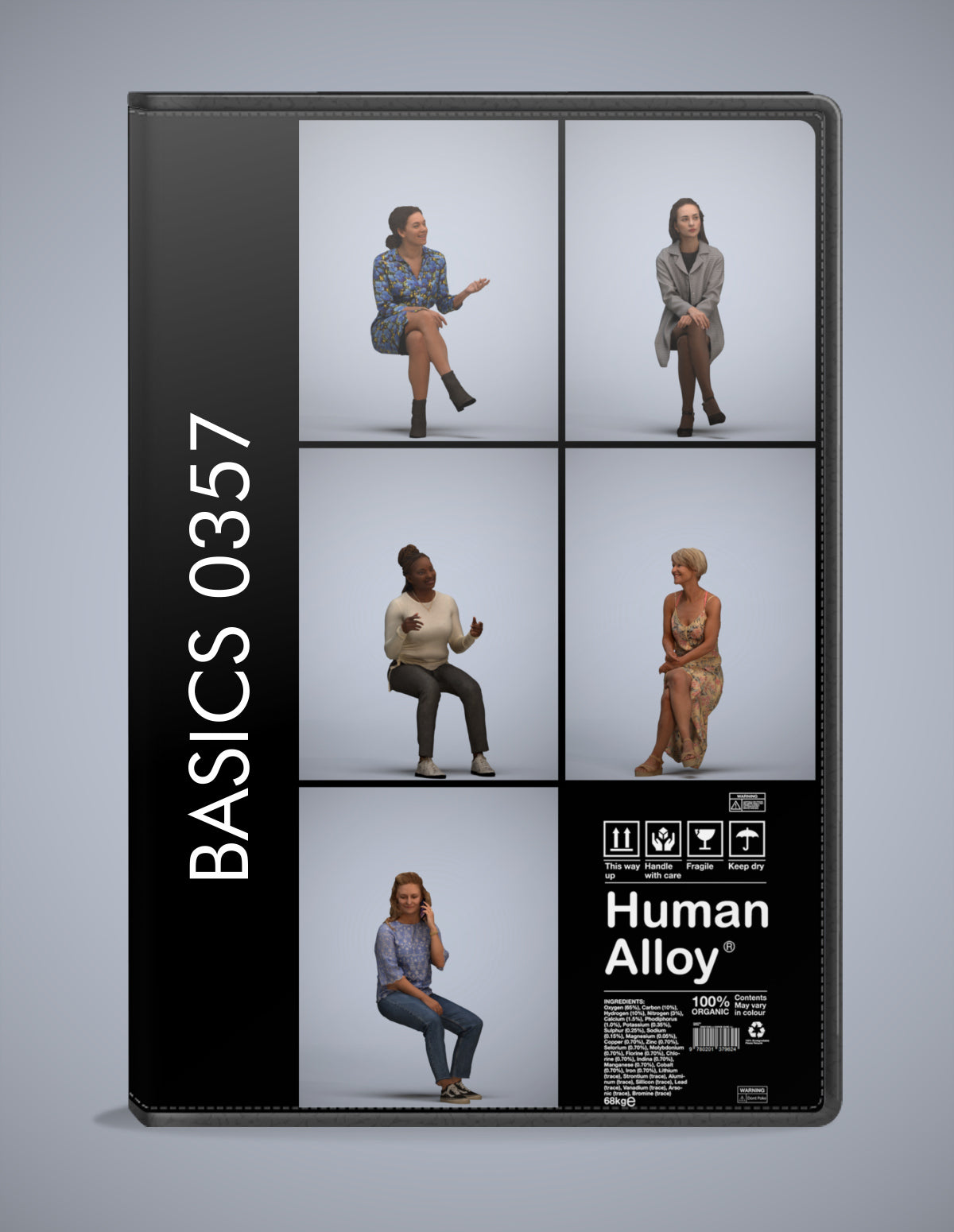 3D human models sitting bundle, 5 photogrammetry scanned people for archviz