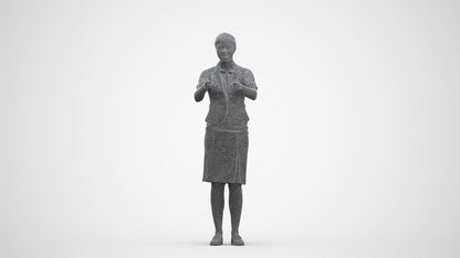 photogrammetry 3D woman hospitality, realistic human model archviz FBX, three-quarter front view render