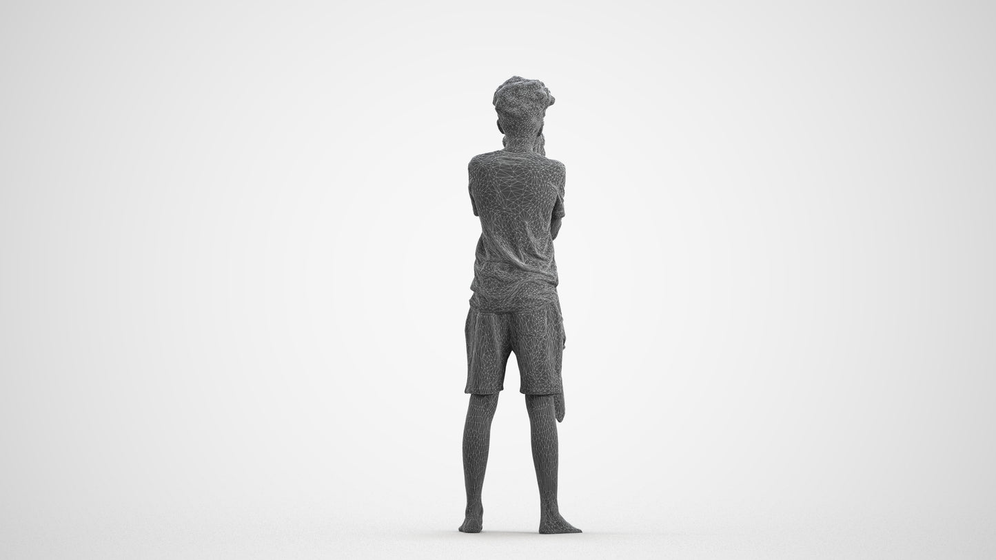 realistic 3D boy casual kids, scanned archviz people for Blender and 3ds Max, wireframe front view