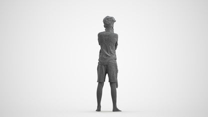 realistic 3D boy casual kids, scanned archviz people for Blender and 3ds Max, wireframe front view