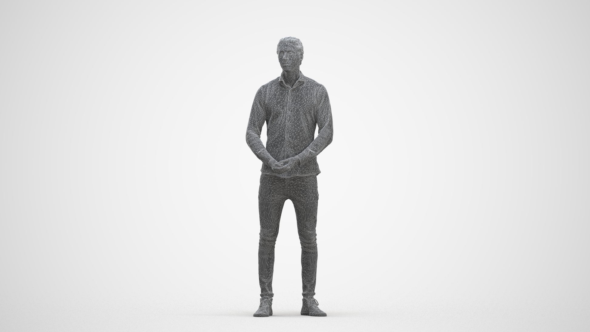 realistic 3D people man casual standing, render-ready for V-Ray and Corona, FBX OBJ, three-quarter front view render