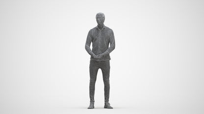 realistic 3D people man casual standing, render-ready for V-Ray and Corona, FBX OBJ, three-quarter front view render