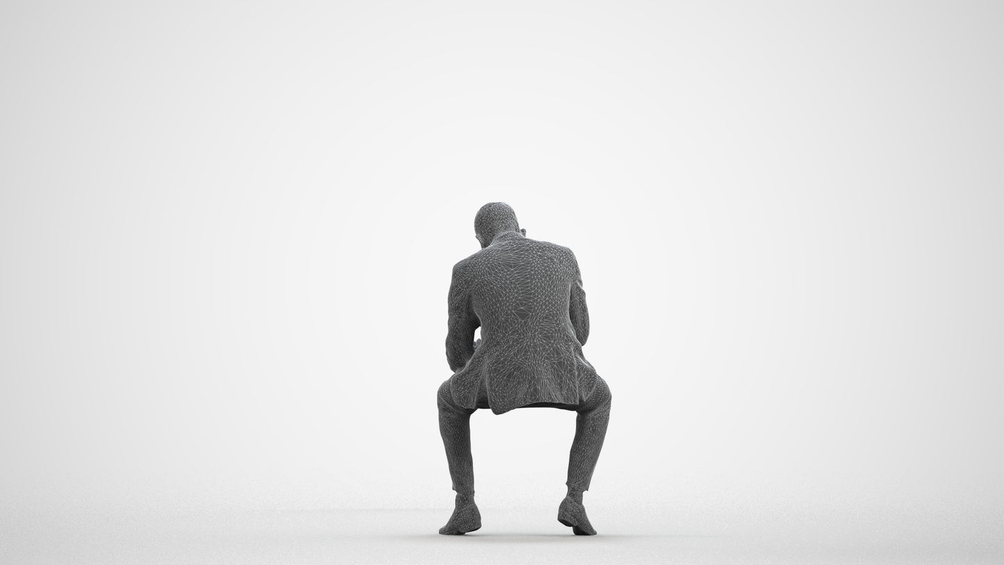 scanned 3D man business, photogrammetry people for Enscape and V-Ray, wireframe front view